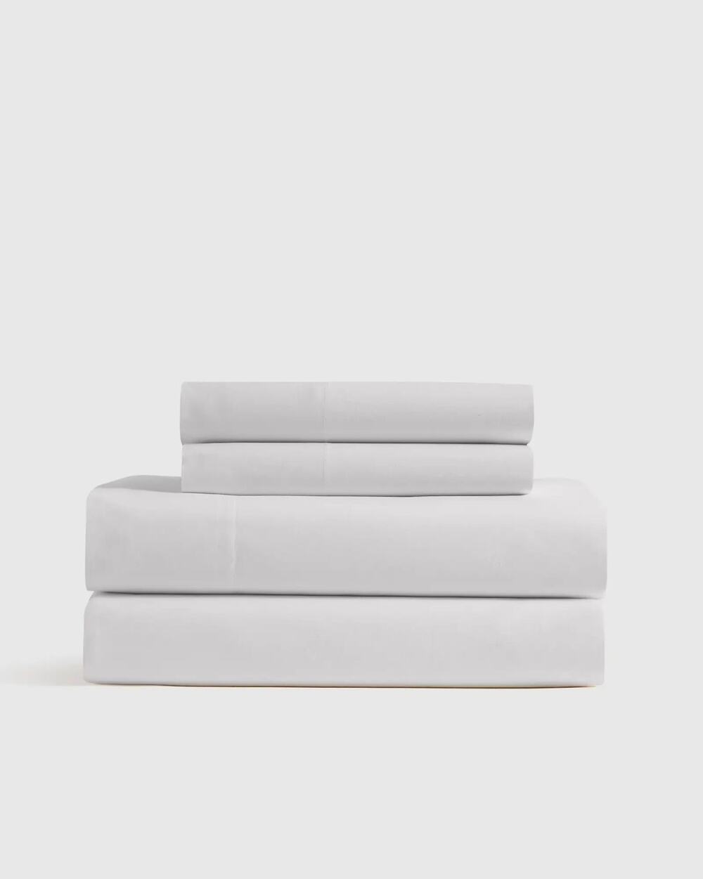 NEW Quince 100% Organic Crisp Percale King Sheet Set 4Pc 2 King Shams White